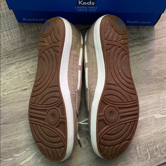 Keds glimmer linen walnut tan slip on shoes boat size 10 womens great condition - Picture 2 of 3